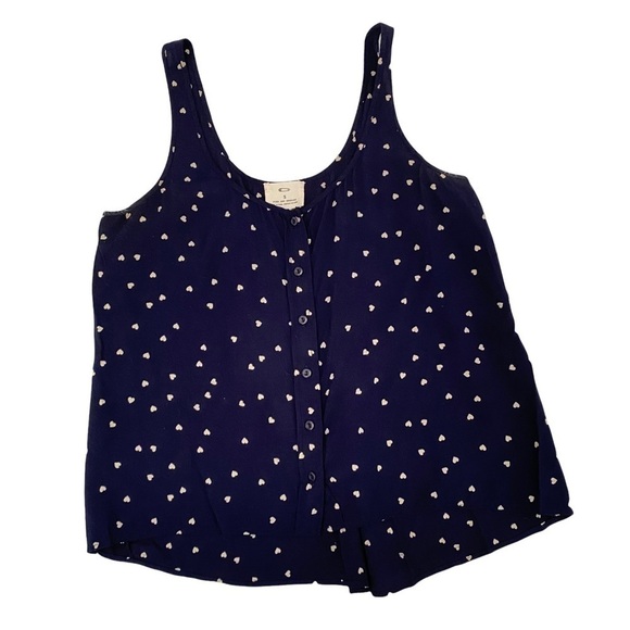 Pins and Needles Heart Graphic Cami Button Front Ruched Back Sz Small - Picture 4 of 8